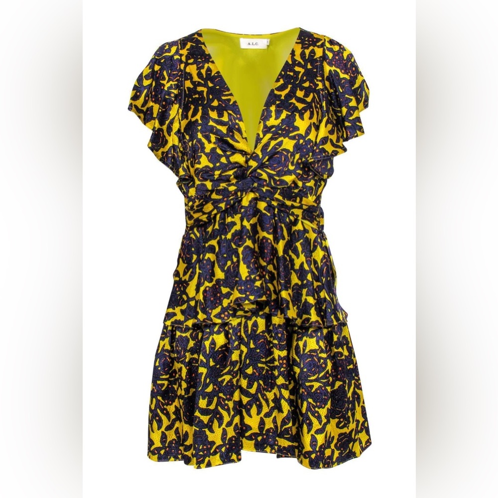 A.L.C Viera Mini Dress Purple + Yellow Size 8